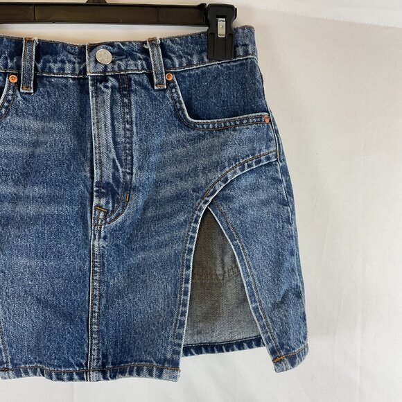 GRLFRND Mini Skirt Regular 26 Blue Denim Slits - Picture 3 of 9